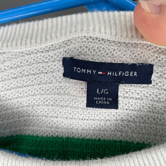 Tommy Hilfiger Lightweight Long Sleeve Sweater - Blues, Green, White Size: Large - Picture 4 of 5